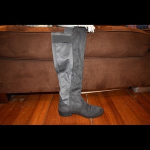 Gray Knee High Boots
